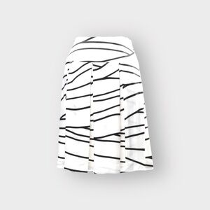 VERTIGO PARIS White & Black Patterned Pleated Satin Skirt (Sz 14)